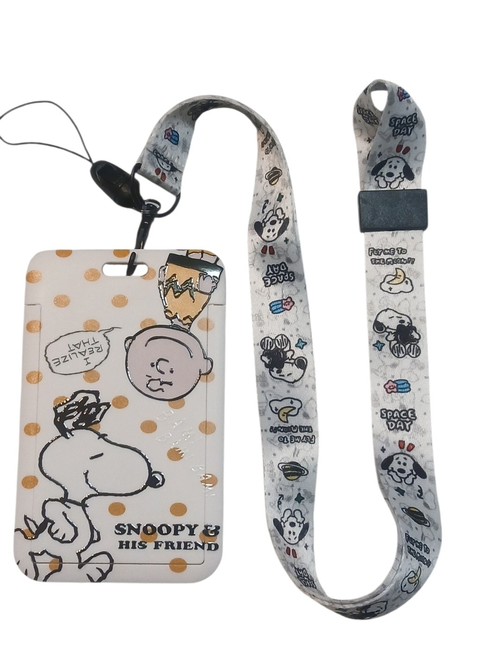 Peanuts - NWT, Snoopy & Charlie Brown Lanyard, Adjustable Strap, See Thru ID...